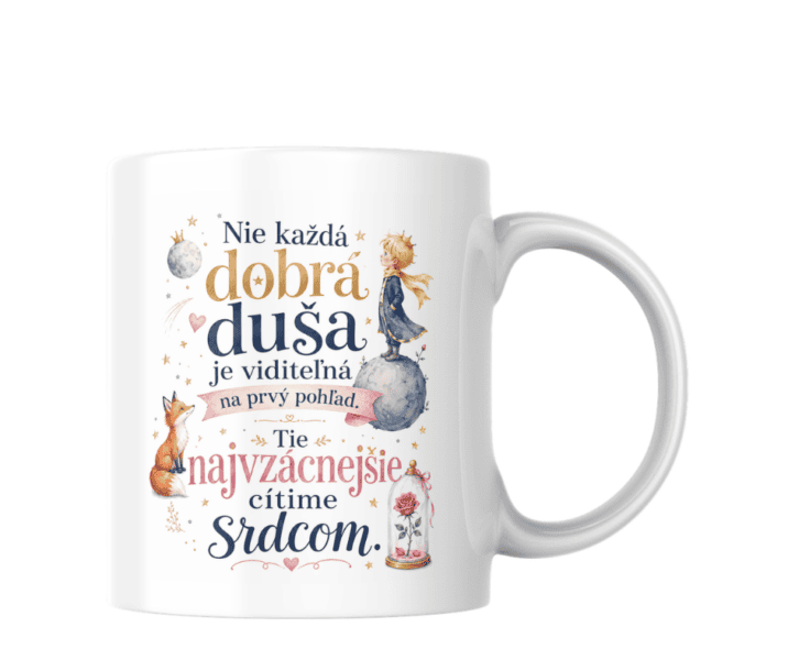 Biely keramický hrnček Malý princ – dobrá duša