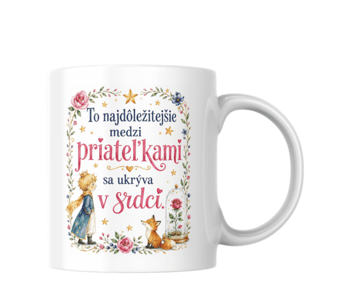 Biely keramický hrnček Malý princ – pre priateľku