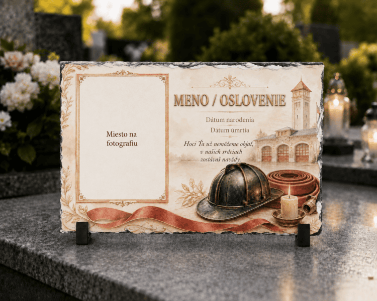 Domov 17 Personalizovaný spomienkový kameň pre hasiča s fotografiou