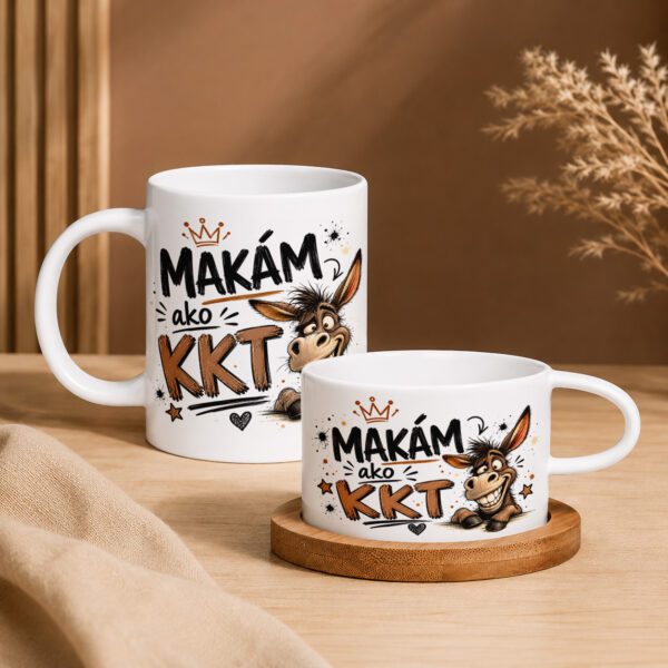 Vtipný keramický hrnček s textom „Makám ako KKT“ – 300 ml alebo makrónka 150 ml