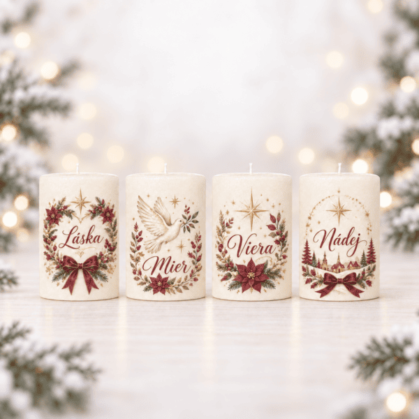 Adventné sviečky – Bordová elegancia | sada 4 ks