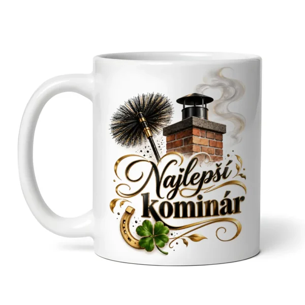 Domov 6 Hrnček Najlepší kominár s motívom komína a kominárskej kefy – 300 ml