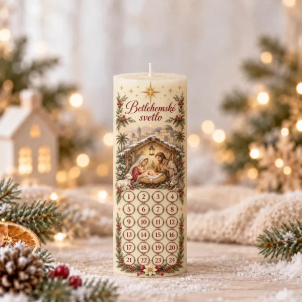 Adventná vianočná sviečka Betlehemské svetlo