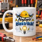 Hrnček Najlepší elektrikár so žltou prilbou a žiarovkou (1)