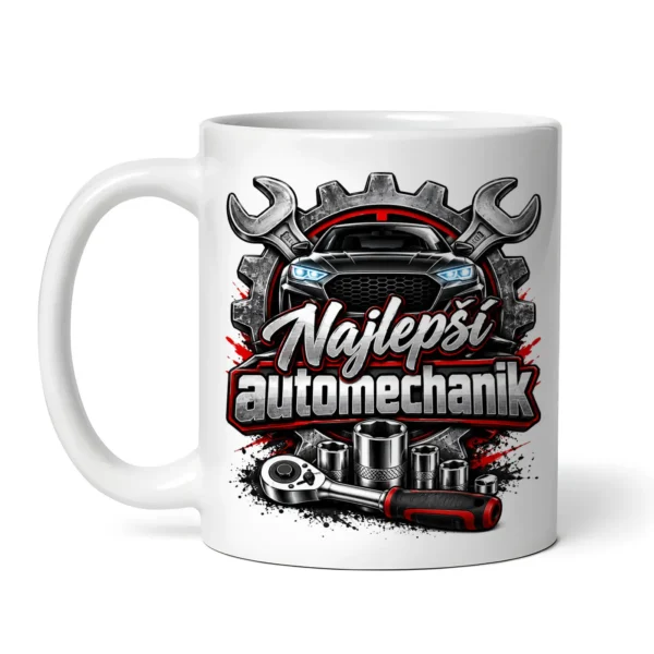 Hrnček Najlepší automechanik s motívom auta a náradia – 300 ml