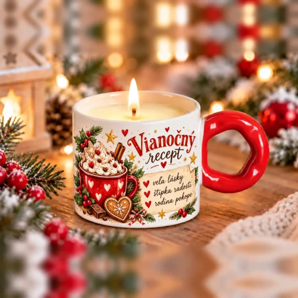 Vianočná vonná sviečka v keramickom hrnčeku – Vianočný recept | 250 g